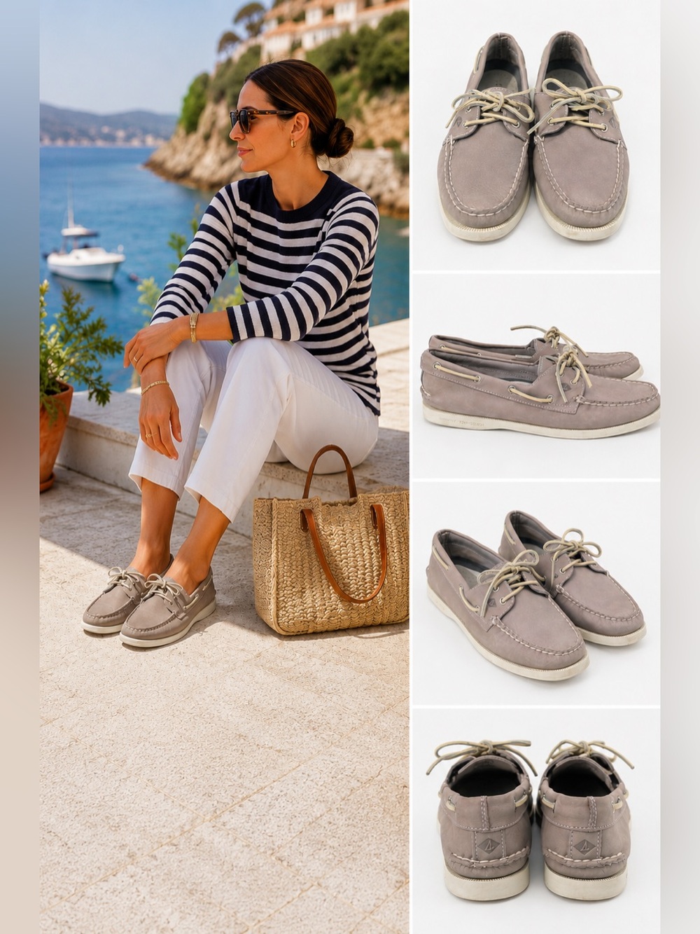 Sperry Top-Sider Boat Shoes 8.5 Taupe Leather Loafers Coastal Preppy Classic